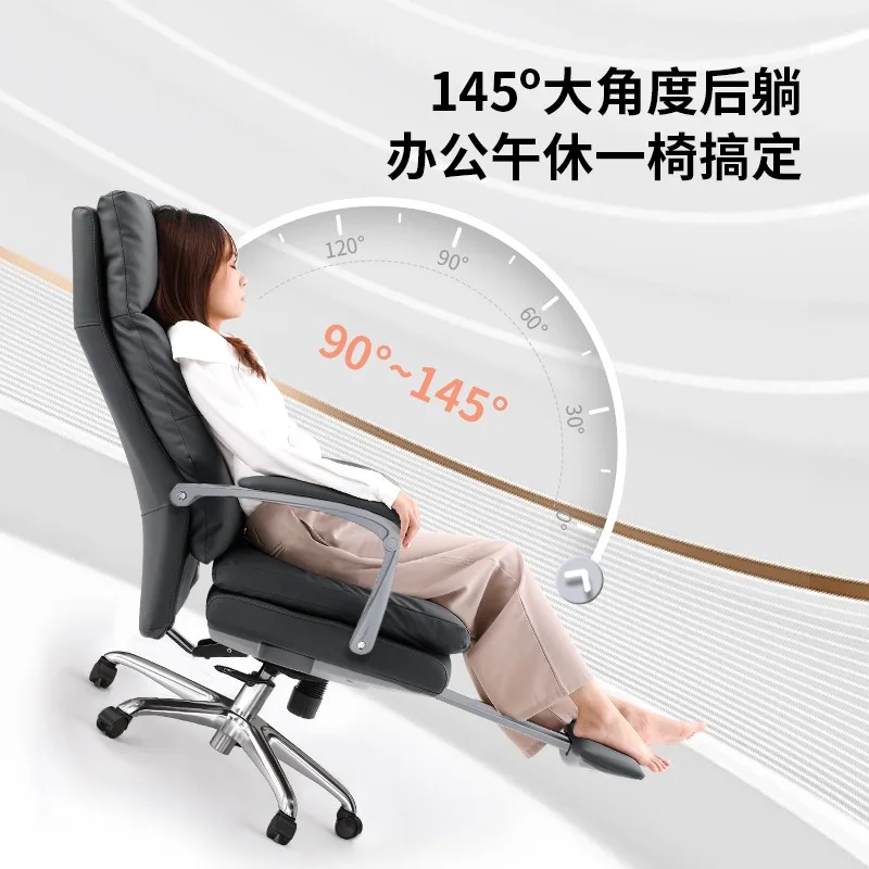 High Back Big Office Chairs, Ergonomic Adjustable Home Computer Padded Leather Desk Chair with Angle Recline and Footrest