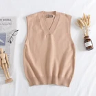 Sleeveless Vest V Neck Sweater Vest Plus Size Young Men Plain Knit Sleeveless 100% Cotton V Neck Men Sweater Vest