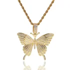 3 Color Ice Out Bling Butterfly Necklace Tennis Chian Choker Fashion Hip Hop Jewelry