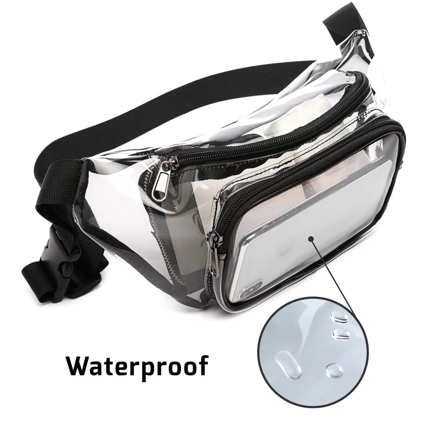 Custom Logo PVC Zipper Bag Outdoor Fitness Travel Sport Waterproof Fanny Pack PVC transparent Fanny Bag