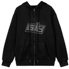 Black Hoodies Wholesale White Black Fleece Women Loose Fit Zipper Up Rhinestone Logo Oversize Hoodies