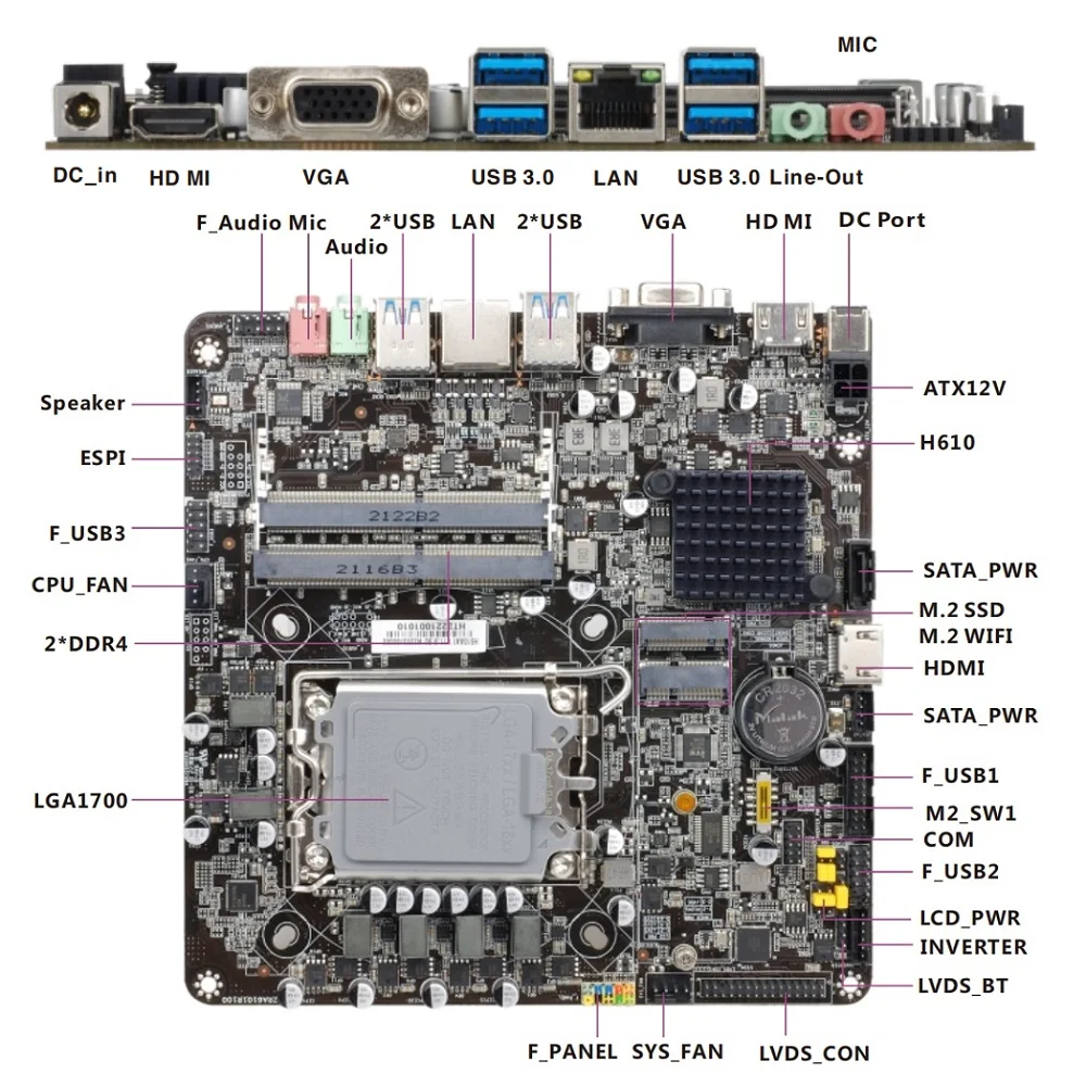 Esonic Mini Itx H Lga Motherboard Th Gen H Aa Itx