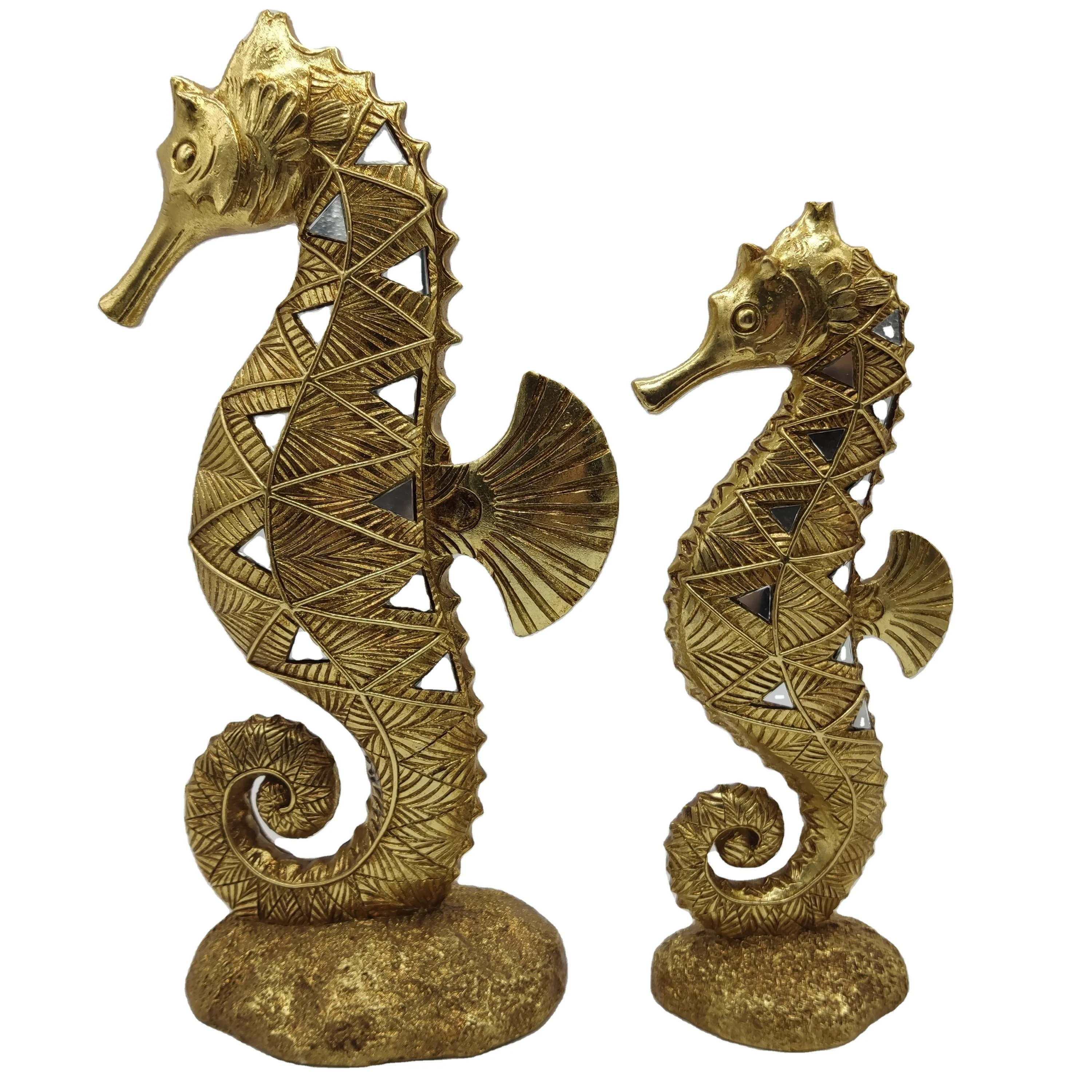海马装饰人造海马s/2树脂聚树脂用于家居装饰海马海洋动物雕塑民间