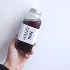Bottles With Cap 250ml Square Shaped Glass Beverage Juice Bottles With Plastic Cap Aluminium Cap