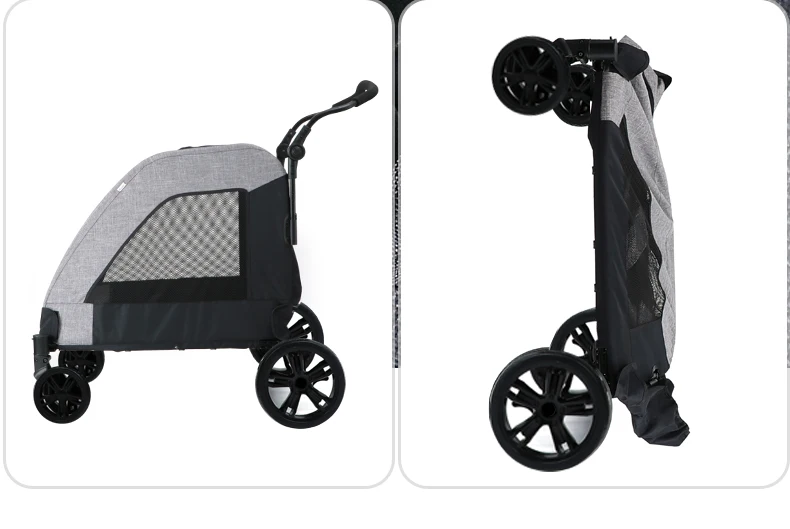 Sustainable Large Space Dog Stroller Traveling Bag Outdoor Pet Cart Durable Luxury Folding Pet Stroller manufacture