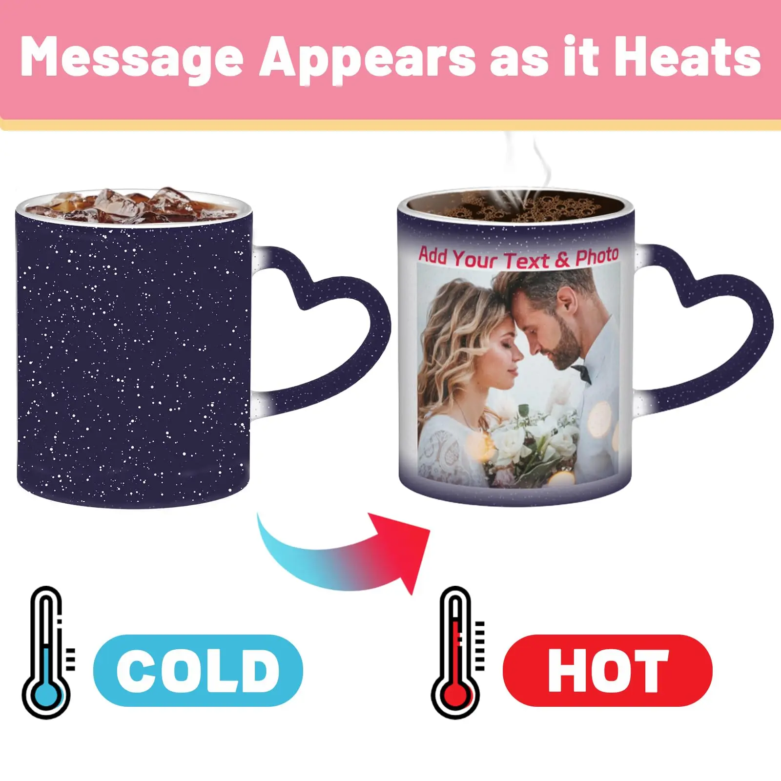 Matte Heart shape handle sublimation mug 11 oz coffee magic mugs sublimation ceramic color change