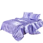 3 Cover Wholesale Good Quality Polyester Violet Silk Satin 3 Pieces Duvet Cover Pillowcase Bedding Set