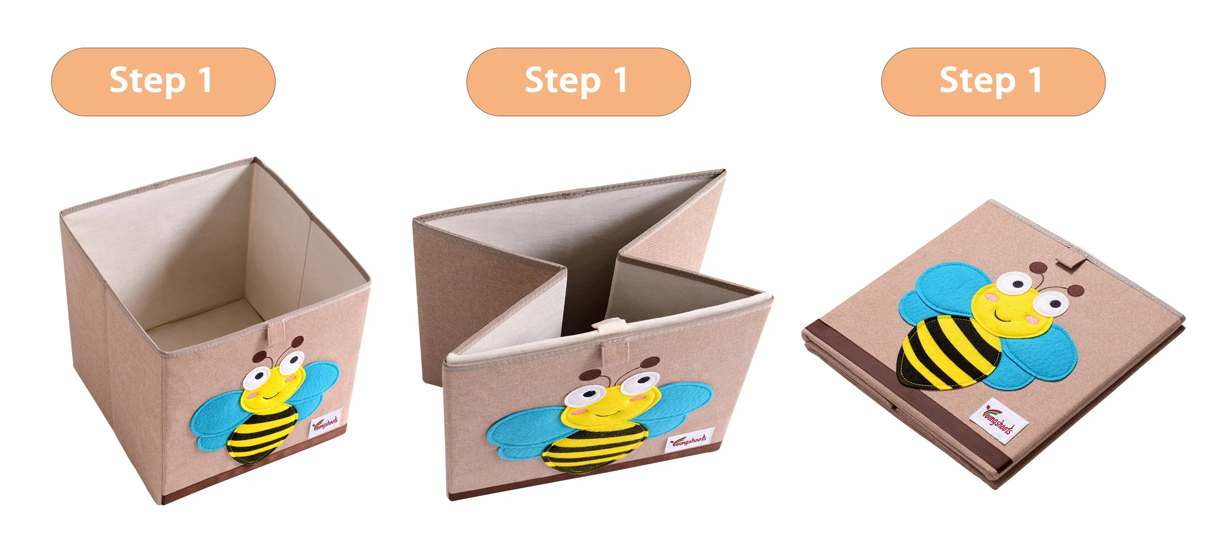 Eco-friendly of Linen Foldable Toy Clothing Organizer Box Without lid Non-woven Fabric Storage Boxes Living Storage Box