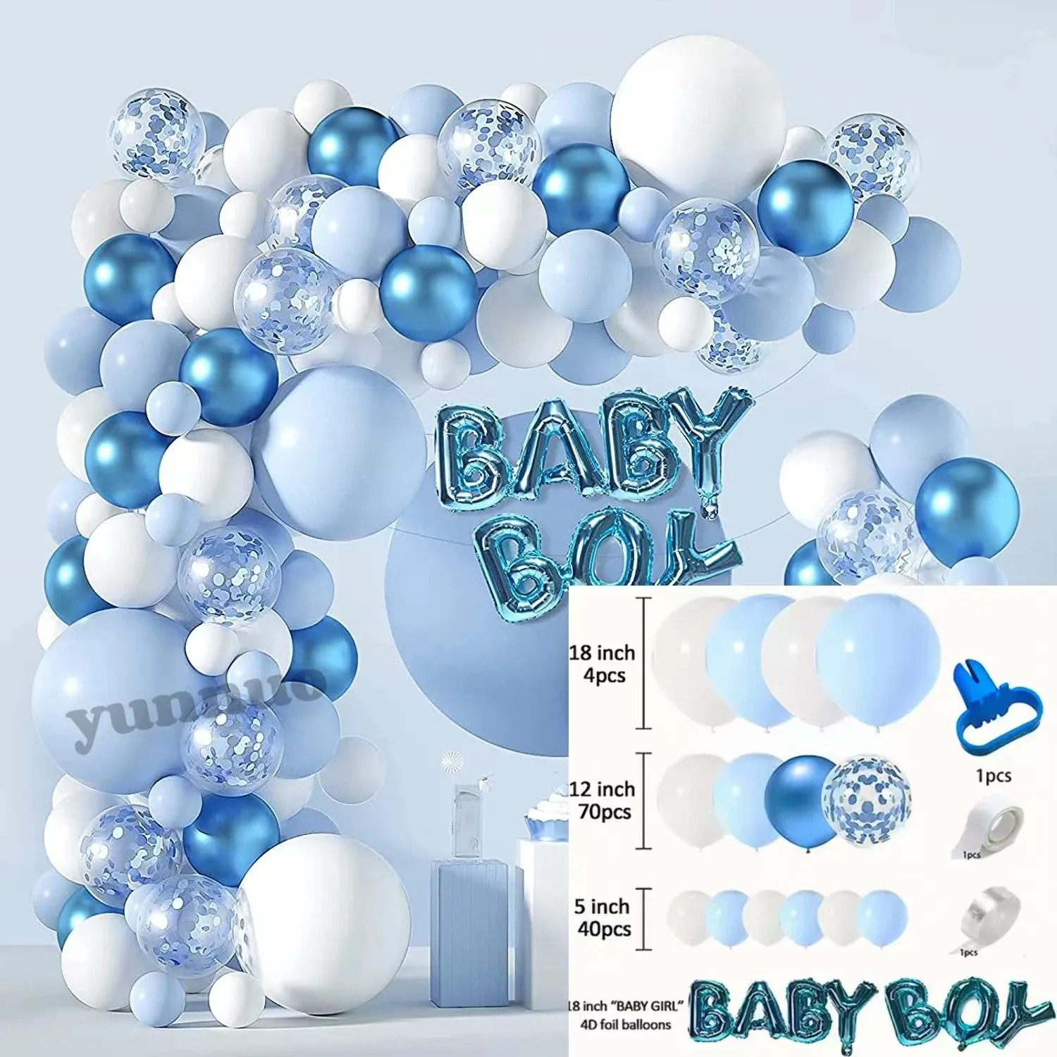 110+pcs Blue Balloon Garland Arch Kit Wedding Baby Boy Birthday Decoration Party Balloons For Baby Shower Ocean Blue Balloon