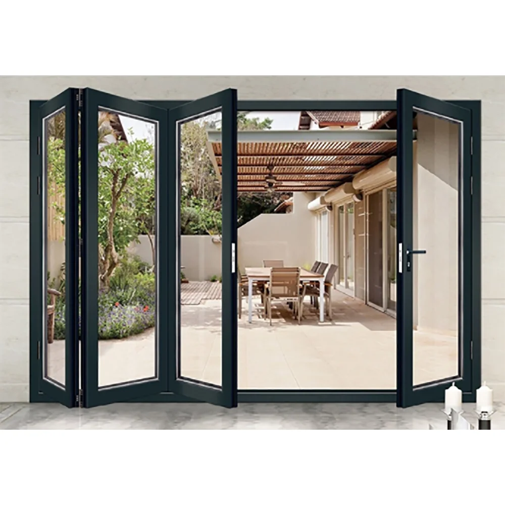 Modern Large Bi Folding Patio Burglar Proof Double Glass Accordion