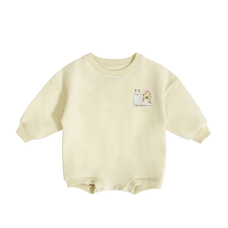 New embroidery design infant jumpsuit Organic cotton hot sale newborn solid pajamas Customized customer logo children romper