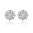 Pave Fashion Round Micro Halo Pave 925 Jewelry Sterling Silver Stud Earrings Women