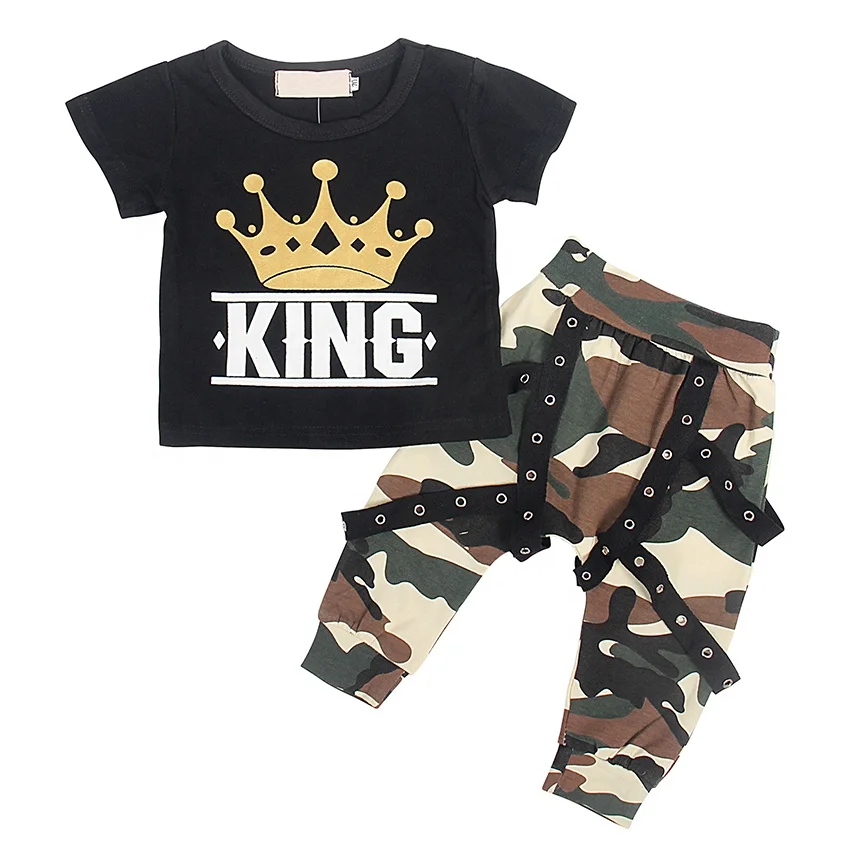 YOUNGER STAR 1PC Children Baby Boy Gray Letter Print Short Sleeve T-Shirt Clothes Outfit 