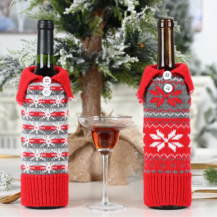 Amazon Best Selling New Trending  Products Eco-friendly Christmas Red Wine Bottle Cover Bags for Christmas Party Decoration