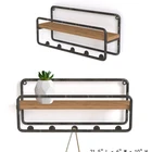 Decor Customizable Simple Shelf With Hooks For Wood Multifunction Shelves Decor On The Wall Shelf