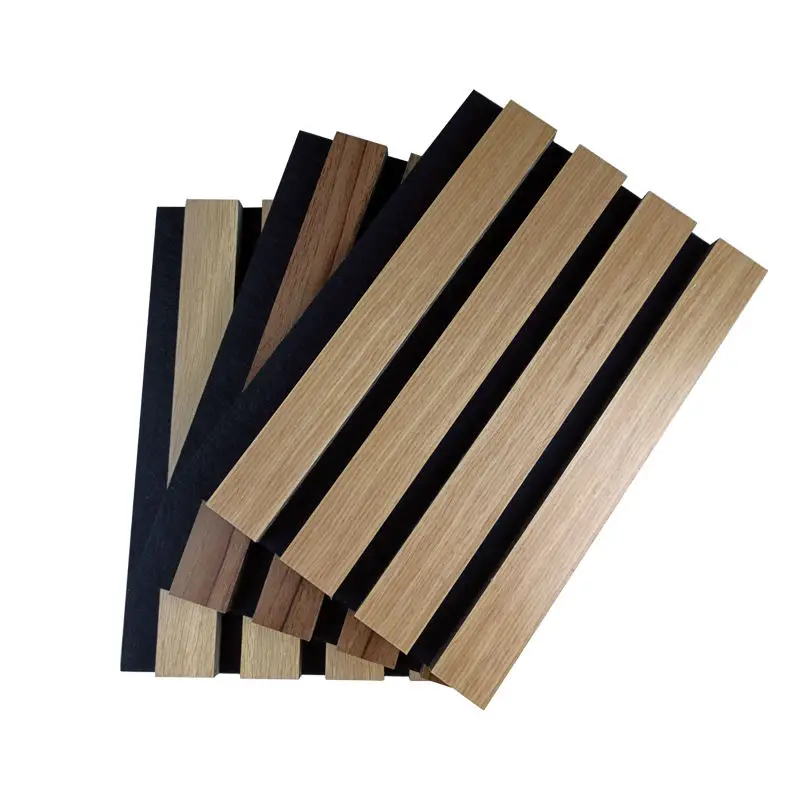 Eco-Friendly Akupanel Sound Proof Padding Wall Slatted Wood Black Acoustic Panel For Hotel