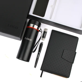 2021 New Design Premium Business Gift Set With Notebook Ballpen USB & Thermal Bottle