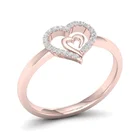Wedding Ring New Design Double Heart Diamond Wedding Engagement Ring Finger Ring For Female Girls Gift