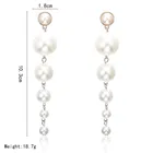 Long Earrings Trendy Elegant Big Simulated Pearl Long Earrings Pearls String Statement Drop Earrings