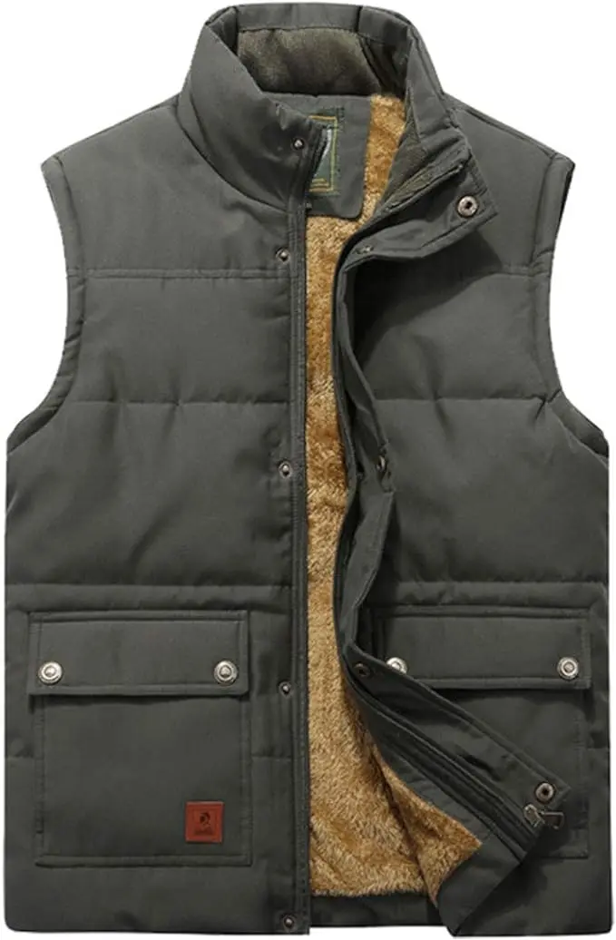 Men's vest short style plush cotton vest with pockets, multiple styles and colors