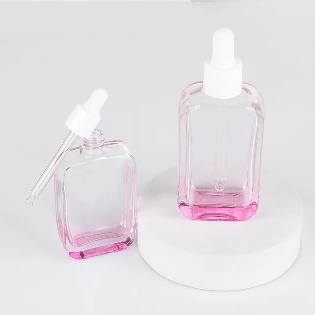 Factory price high quality 30ml Square Glass Cosmetic Bottle with Dropper Glass Skincare Thick Wall Essential Oil container