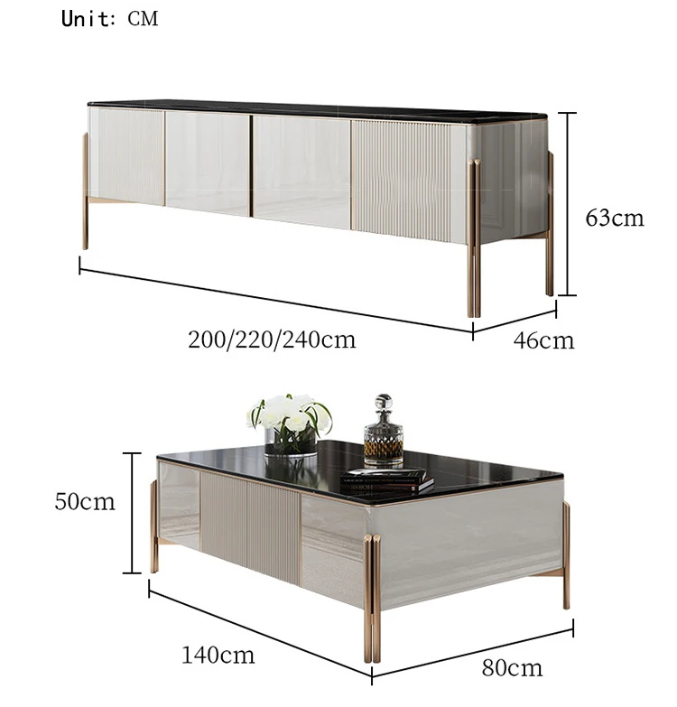 High Quality Home Floor Living Room Furniture Coffee table Tv Cabinets Table Italian Luxury Stone Marbre Modern Tv Stands