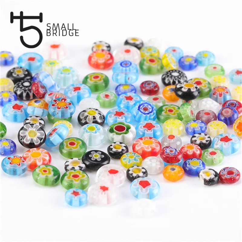 product wholesale 6 8 10mm murano lampwork flower beads for jewelry making diy crafts accessories multicolor round glass beads283-33