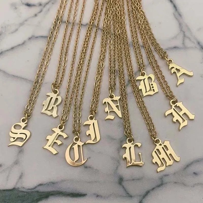 Gold Font Chains Choker Old English 