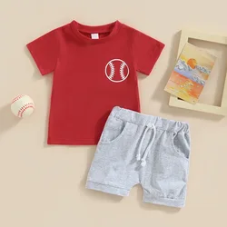Wholesale newborn boys girls two piece clothing letter print short sleeve t-shirt+shorts casual infant summer sets