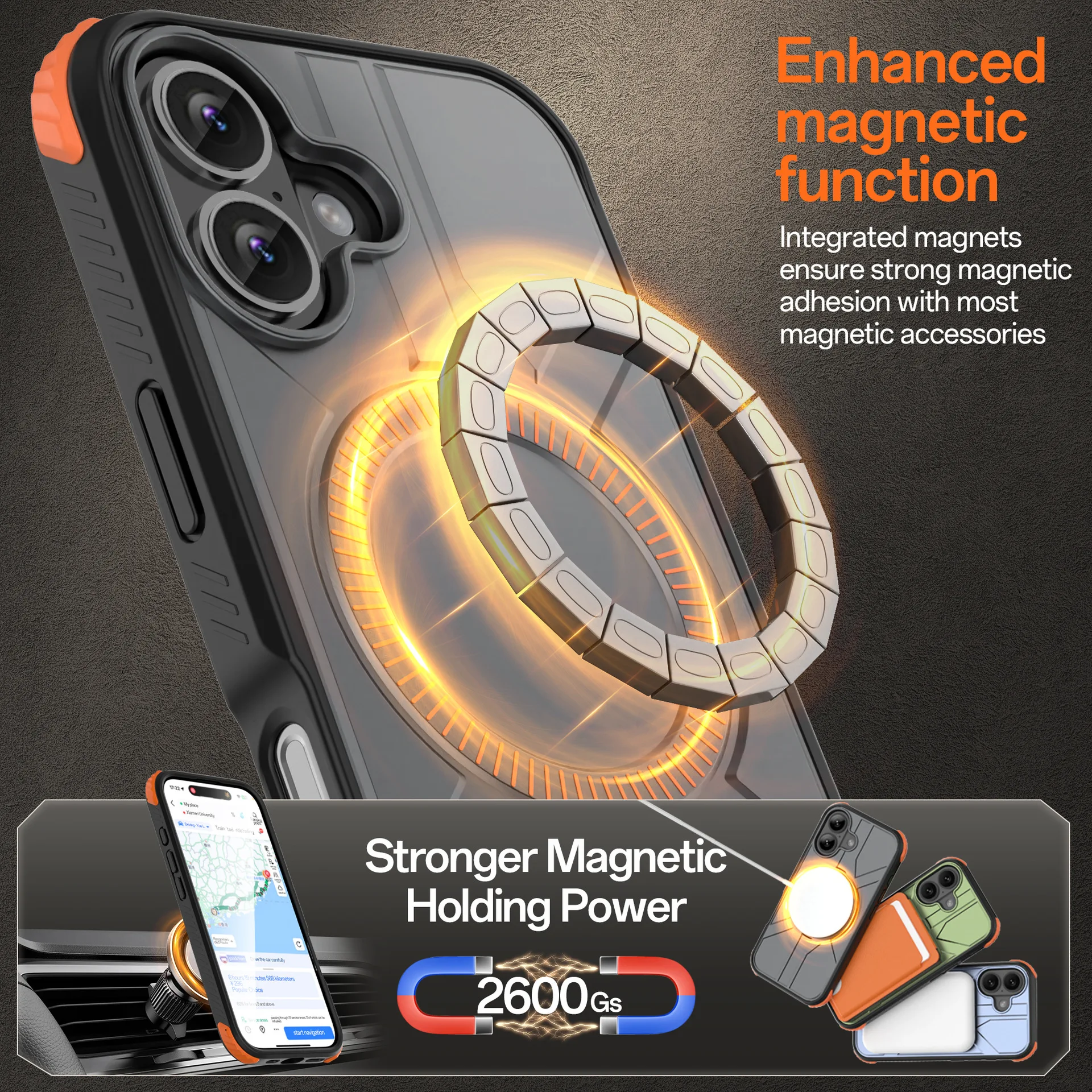 product magnetic defender armor phone case for iphone 17 pro max heavy duty shockproof rugged wireless charging cellphone back cover-8