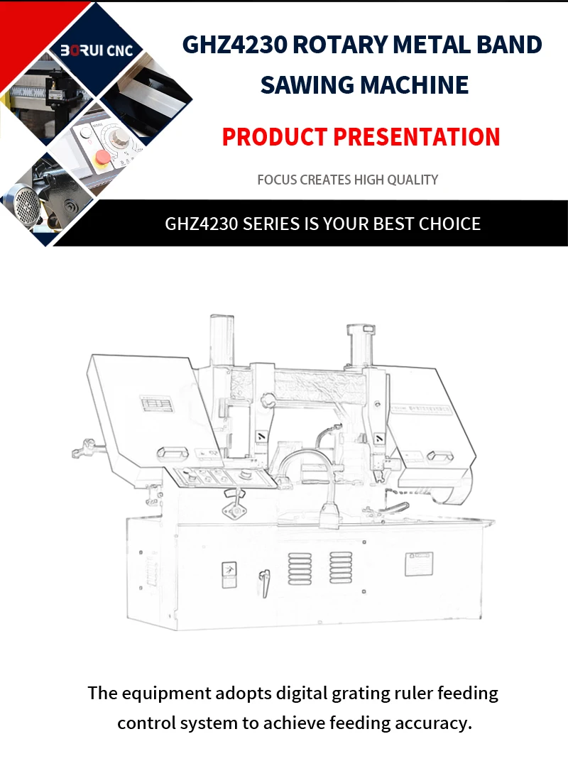 Borui Cnc Ghs4230 Horizontal Automatic Metal Band Saw Cutting Machine