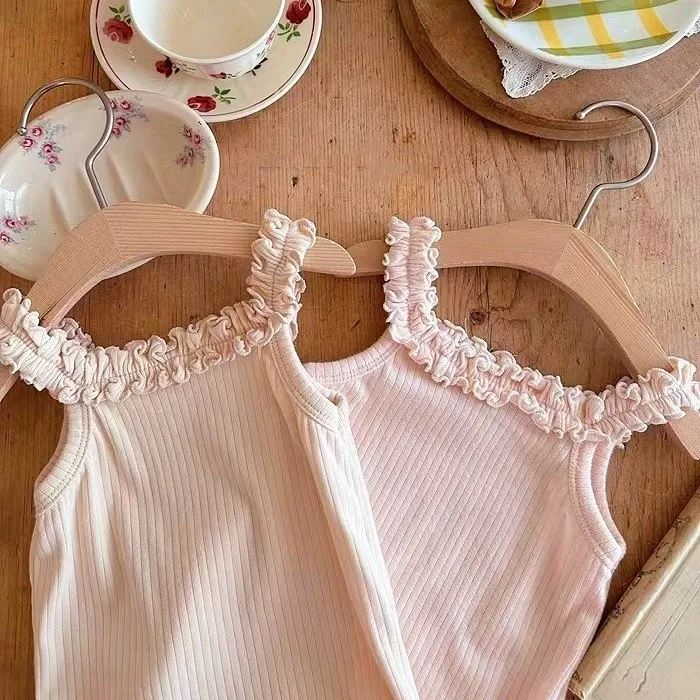 2023 Summer Infant Camisole Romper Cotton Baby Girls Sleeveless Bodysuit Baby Clothes