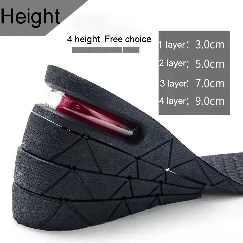 Invisible Shoe Pads Cushion Height Insoles For Men Air Insole 1 2 3 Layers Black 