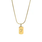 Snake Snake Necklace Stainless Steel Lucky Number 7 Necklaces Square Number Pendant Snake Chain Necklaces