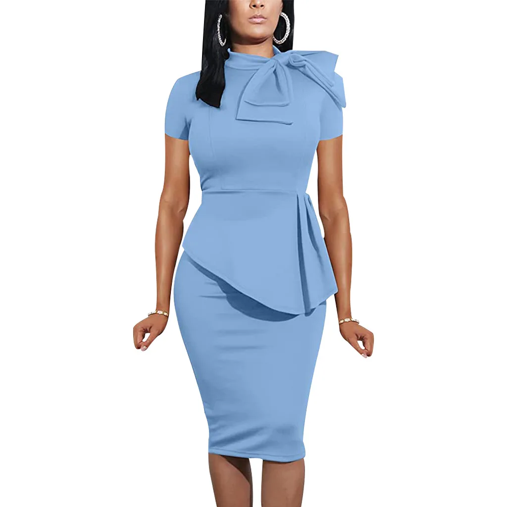 Women Clothing Ladies Latest One Piece Set Formal Church Dress Patterns  Career With Bow Official Dresses For Ladies - Buy O-neck Puffed Sleeve  Bodycon Sexy Ruffle Plus Size Branded Big Size Zip Up Dresses For Party Club,Stretchy  Material Dresses ...