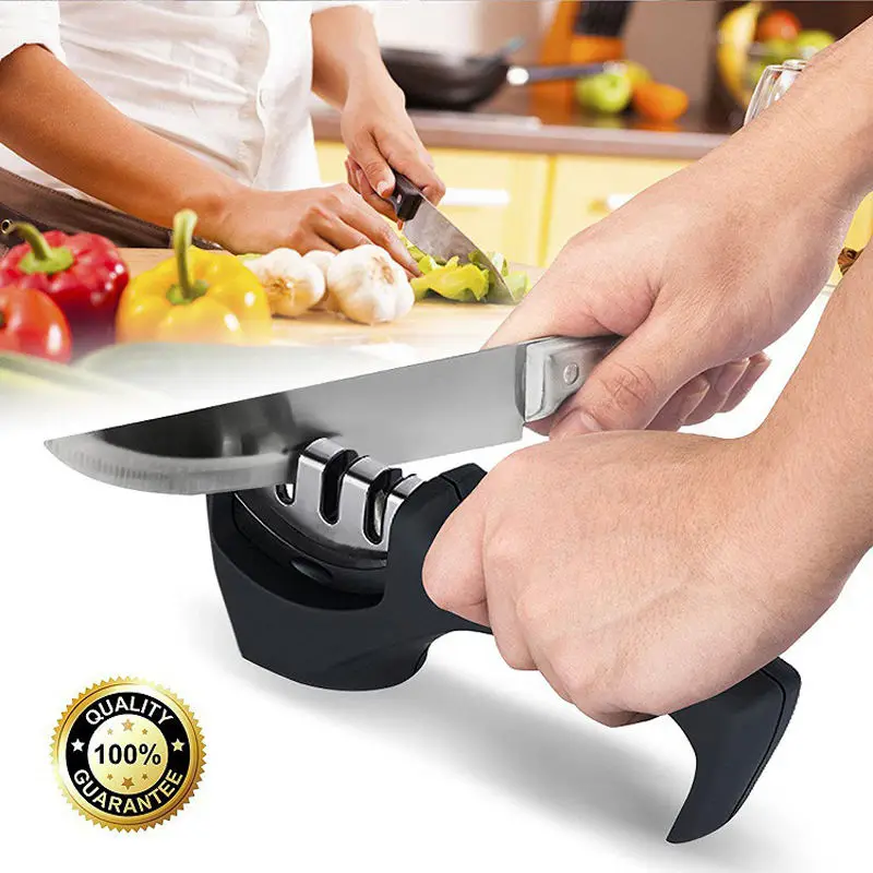 kitchen gadgets 2023Accessories Manual Stainless Steel professional 3-section Handheld professional  knife sharpener