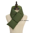 Wholesale Nylon Fabric Down Puffer Scarf Velvet With Pocket Solid Color Contractile Unisex Long Scarf