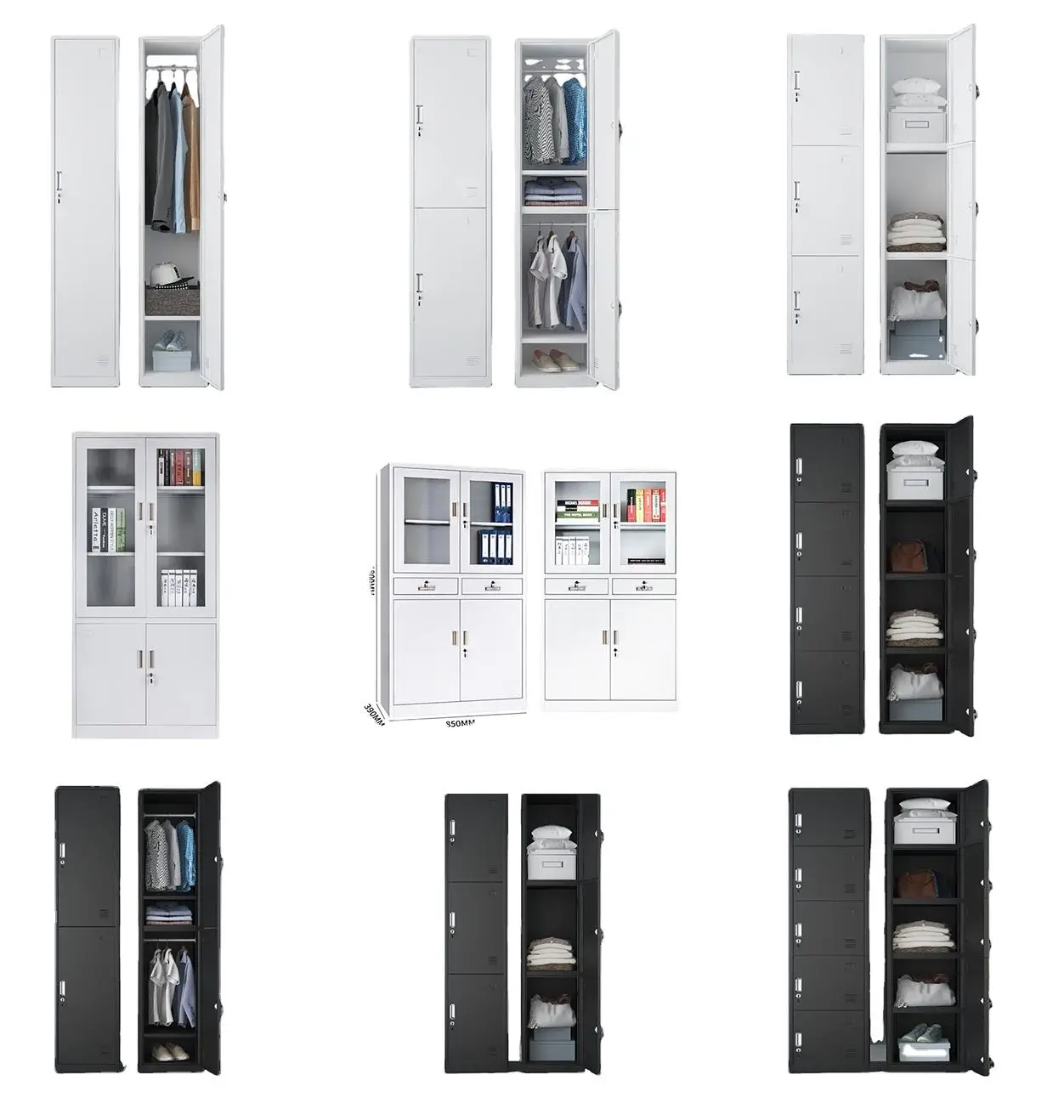 4-Door Metal File Wardrobe with Sliding Door Bedroom Furniture Home Storage Steel Filing Cabinet