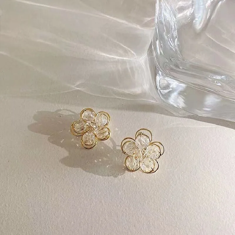 crystal flowers earrings 2022 year new trend women exquisite super fairy earring Fashion sweet earrings