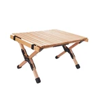 Wholesale Price Outdoor Camping BBQ Portable Folding Wooden Egg Roll Table Camping Picnic Foldable Table
