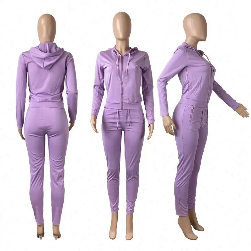 Women sets winter set of women's jogging sportswear custom jogging sportswear hooded long-sleeved trousers zipper sports suit