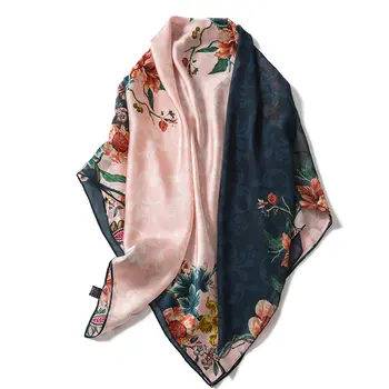 Customized pattern silk scarves Ladies custom logo Digital Print Silk Scarf for women