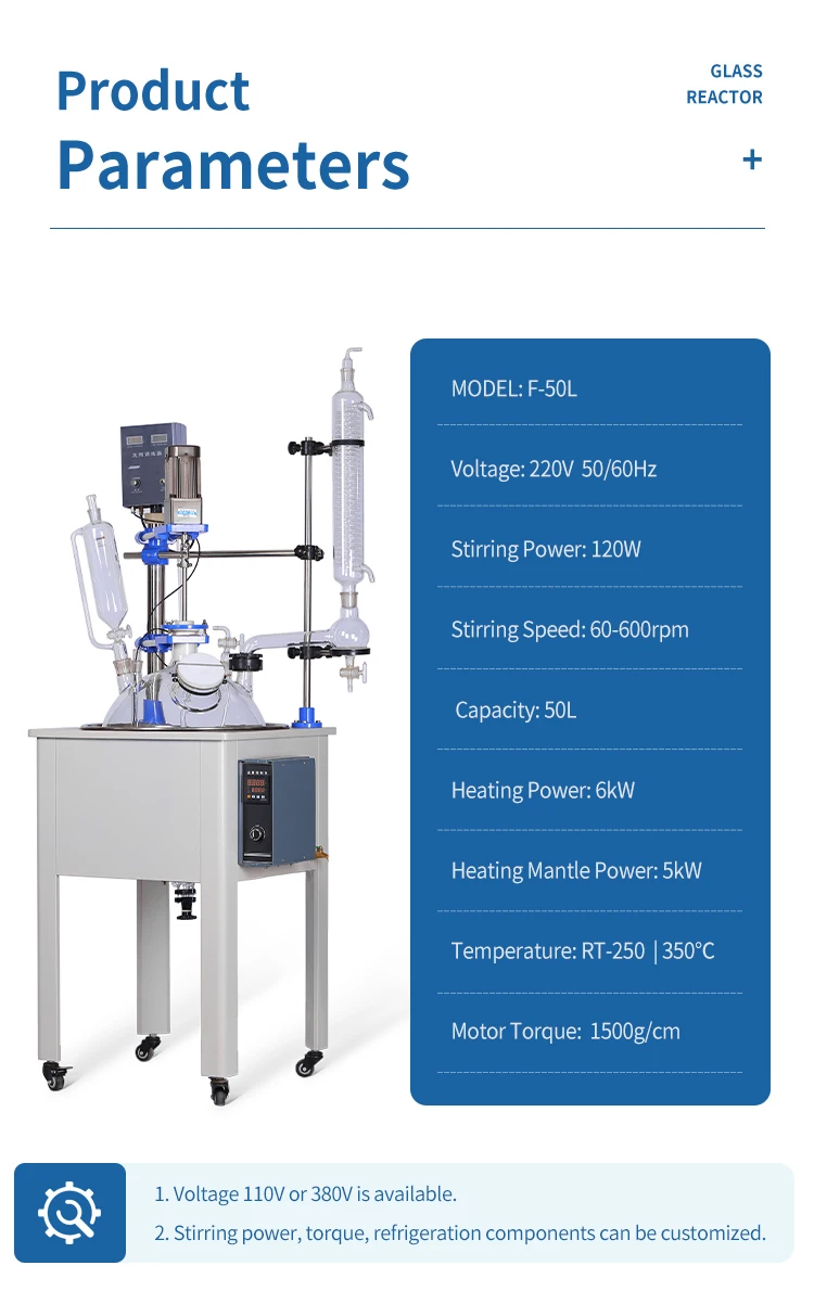GG17 Full Glass Reactor with Heating / Cooling Jacket