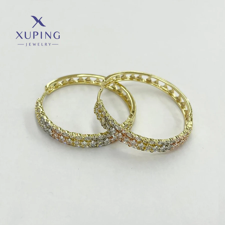 xp10066 xuping jewelry fashion elegant gold hoop earrings women luxury Multicolored crystal CZ statement earrings wholesale 2023