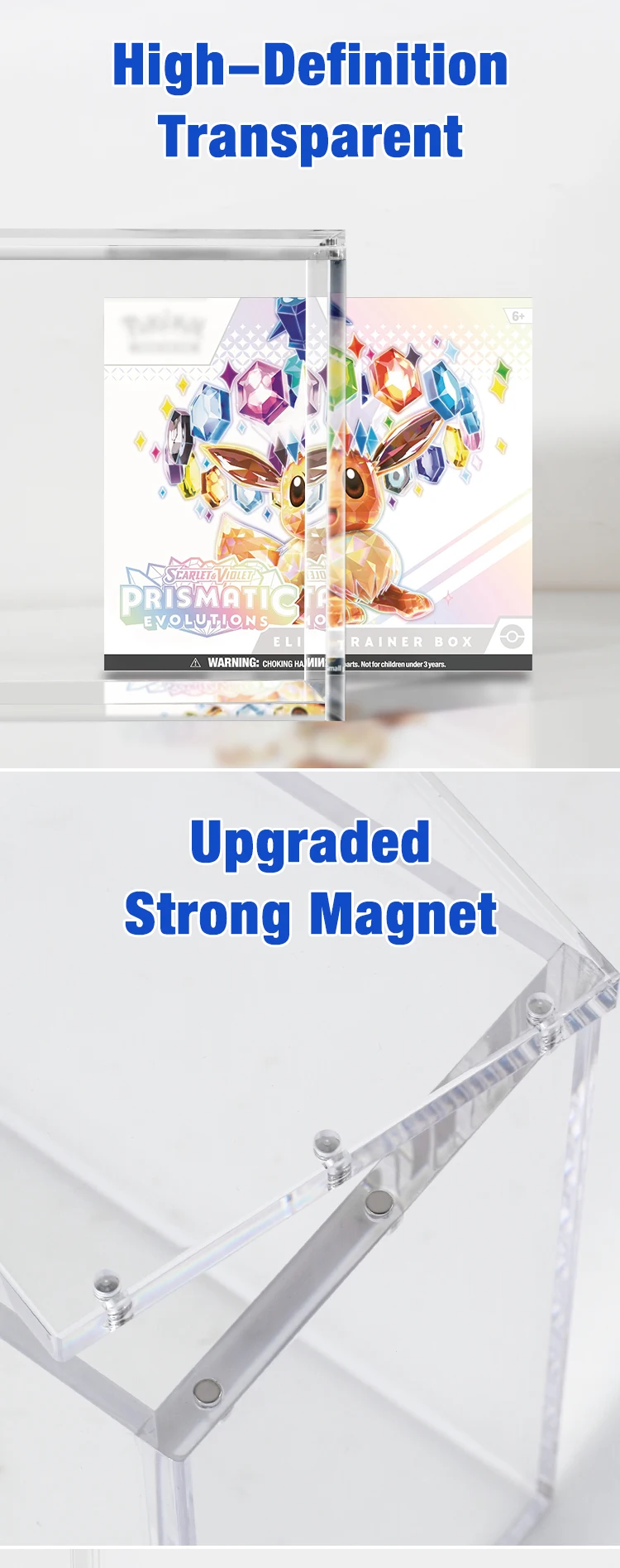 product custom 99 uv resistant acrylic etb case pokemon elite trainer box display booster box protective storage magnetic lid holder-5