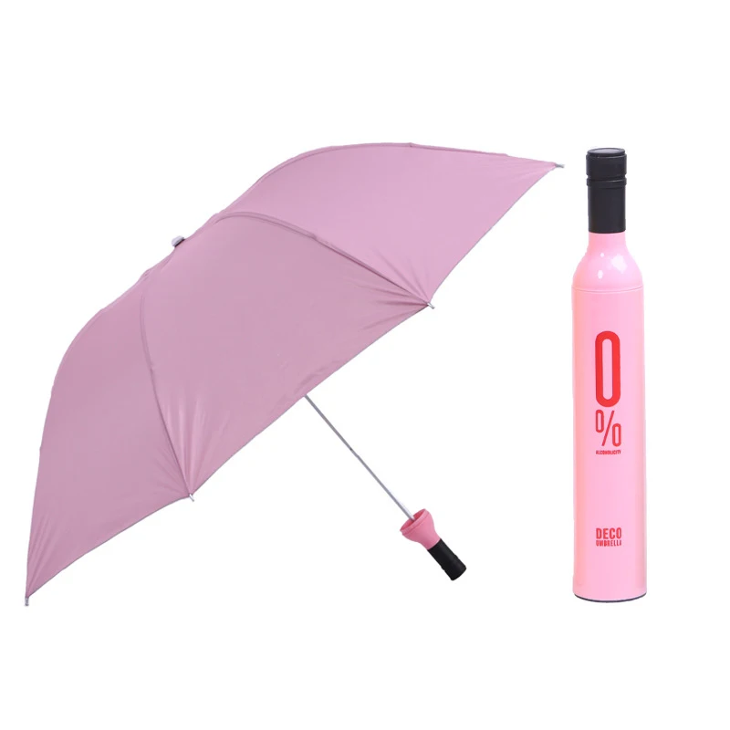 Custom Printed  Manufacturer Cheap Design Waterproof Folding Wholesale Wine Bottle Promotion Umbrella