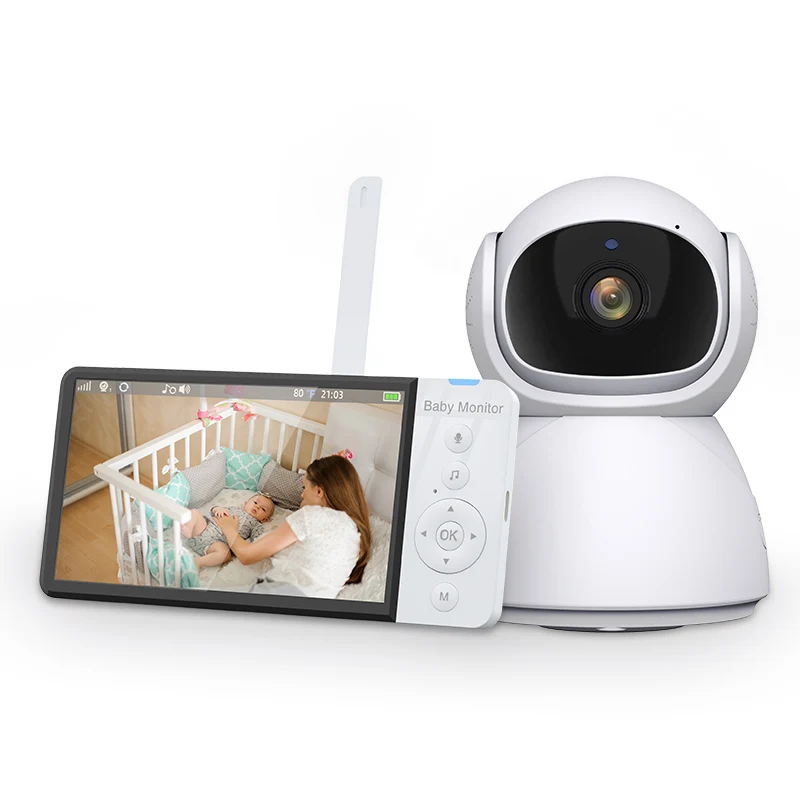 2023 5inch 720p Factory Digital Video Baby Monitor Large Capacity Battery Crying Detection New Baby Audio Camera Baby Monitor