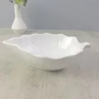 Saucer Dish Wholesale Ceramic Tableware White Porcelain Saucer Dish White Leaf Serving Dish For Dinning Table