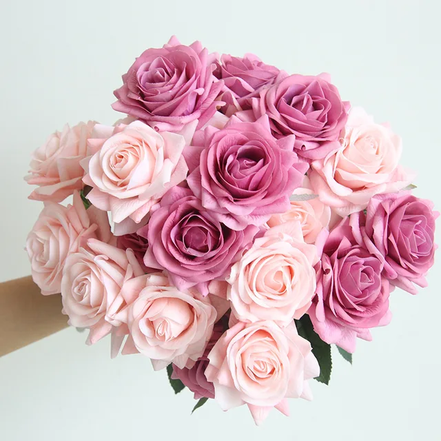 wedding flower decore  real touch roses High quality artificial roses wholesale fake roses flowers decoration