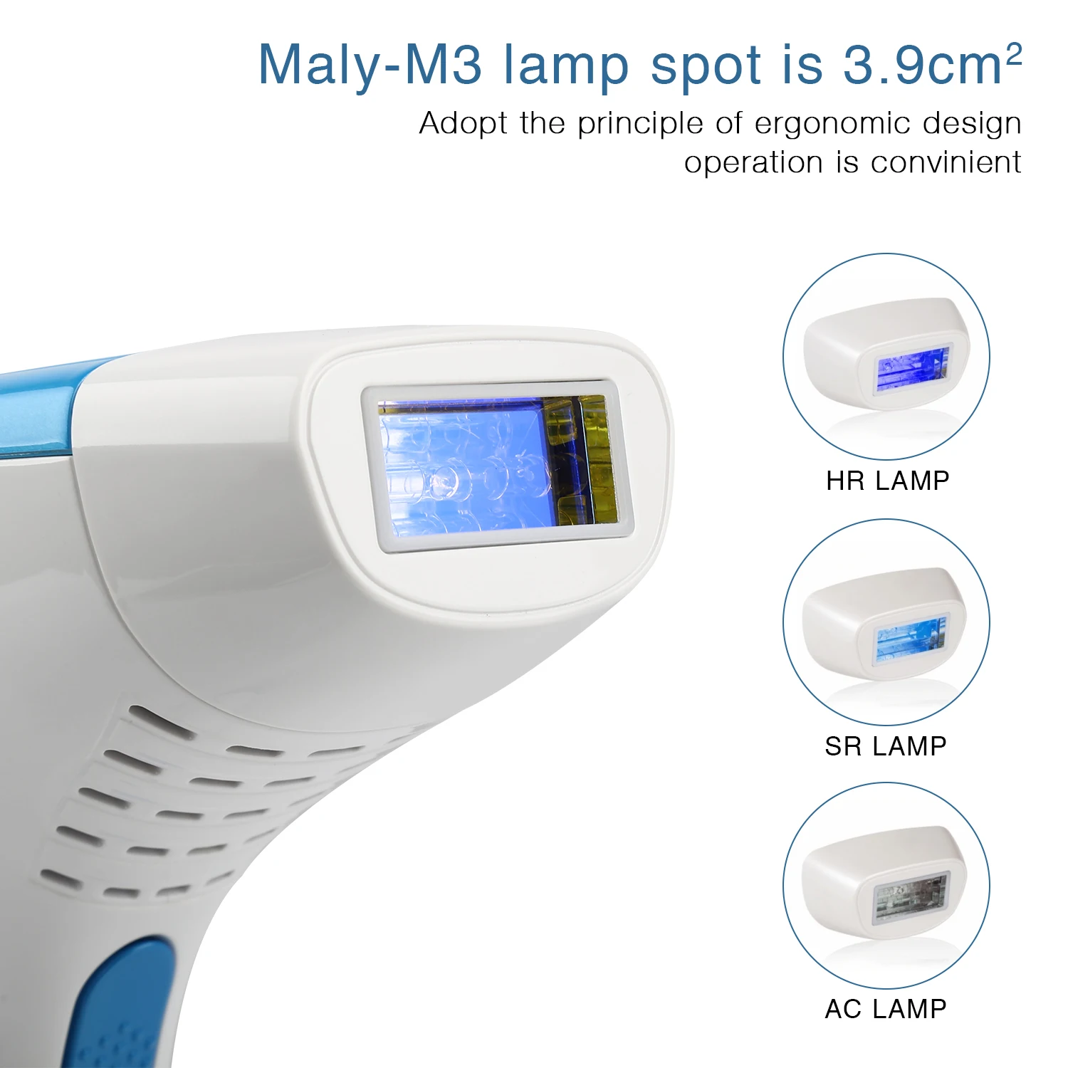 Mlay Portable Handheld Epilator Permanent Hair Removal Device with Pulsed Light Electric UK Plug Power Supply for Home Use